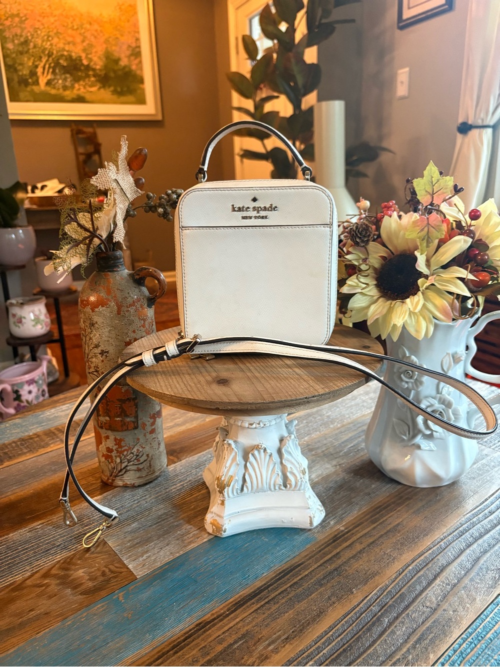 Kate Spade Cream Square Vanity Crossbody Bag Top Handle